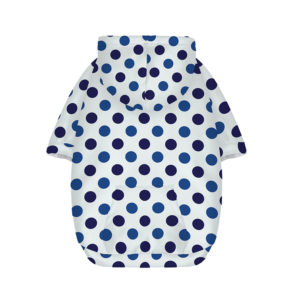 White And Blue Polka Dot Pattern Print Dog Zip Up Hoodie