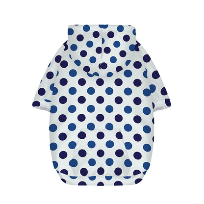White And Blue Polka Dot Pattern Print Dog Zip Up Hoodie