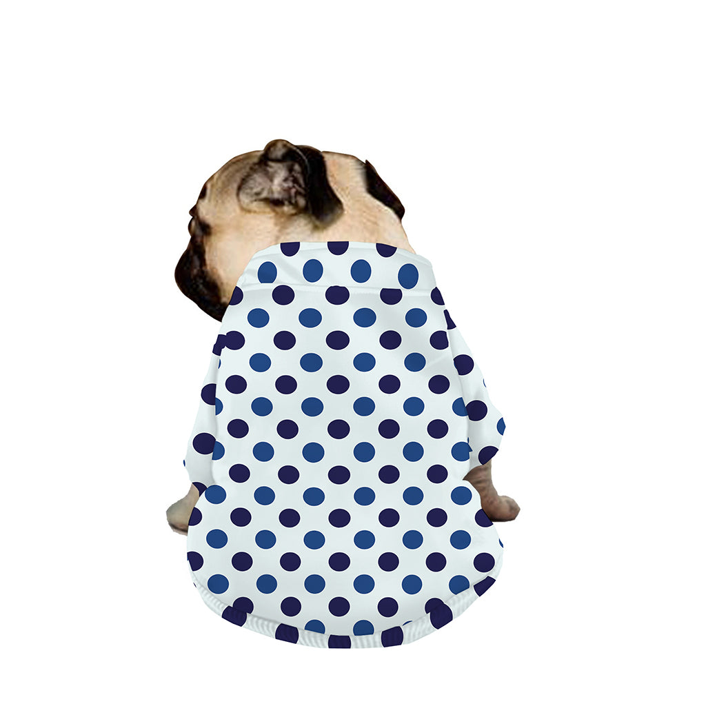 White And Blue Polka Dot Pattern Print Dog Zip Up Jacket