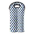 White And Blue Polka Dot Pattern Print Double Neoprene Wine Tote