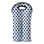 White And Blue Polka Dot Pattern Print Double Neoprene Wine Tote