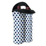White And Blue Polka Dot Pattern Print Double Neoprene Wine Tote