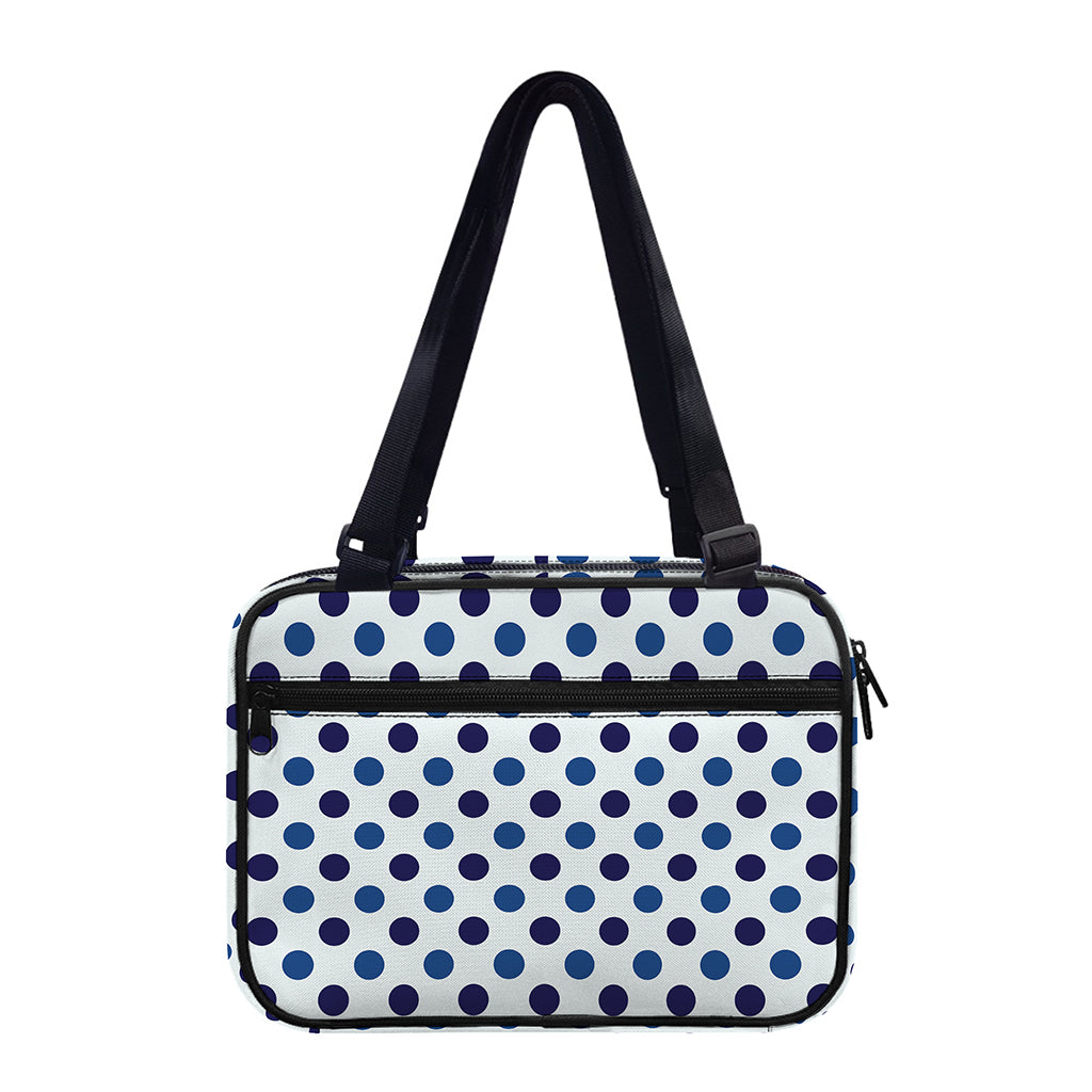 White And Blue Polka Dot Pattern Print Double Strap Bible Bag