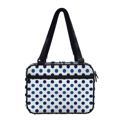 White And Blue Polka Dot Pattern Print Double Strap Bible Bag