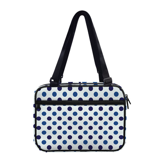 White And Blue Polka Dot Pattern Print Double Strap Bible Bag