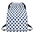 White And Blue Polka Dot Pattern Print Drawstring Backpack