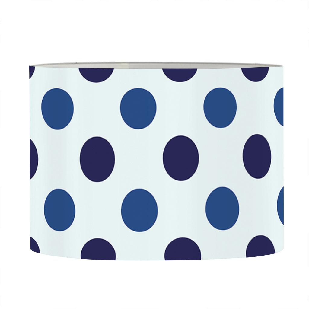 White And Blue Polka Dot Pattern Print Drum Lamp Shade