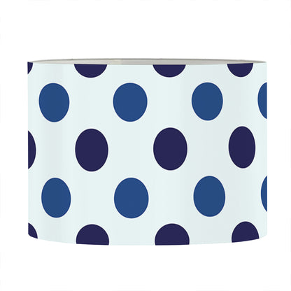 White And Blue Polka Dot Pattern Print Drum Lamp Shade