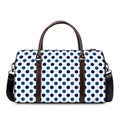White And Blue Polka Dot Pattern Print Duffle Bag