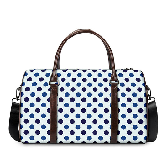 White And Blue Polka Dot Pattern Print Duffle Bag