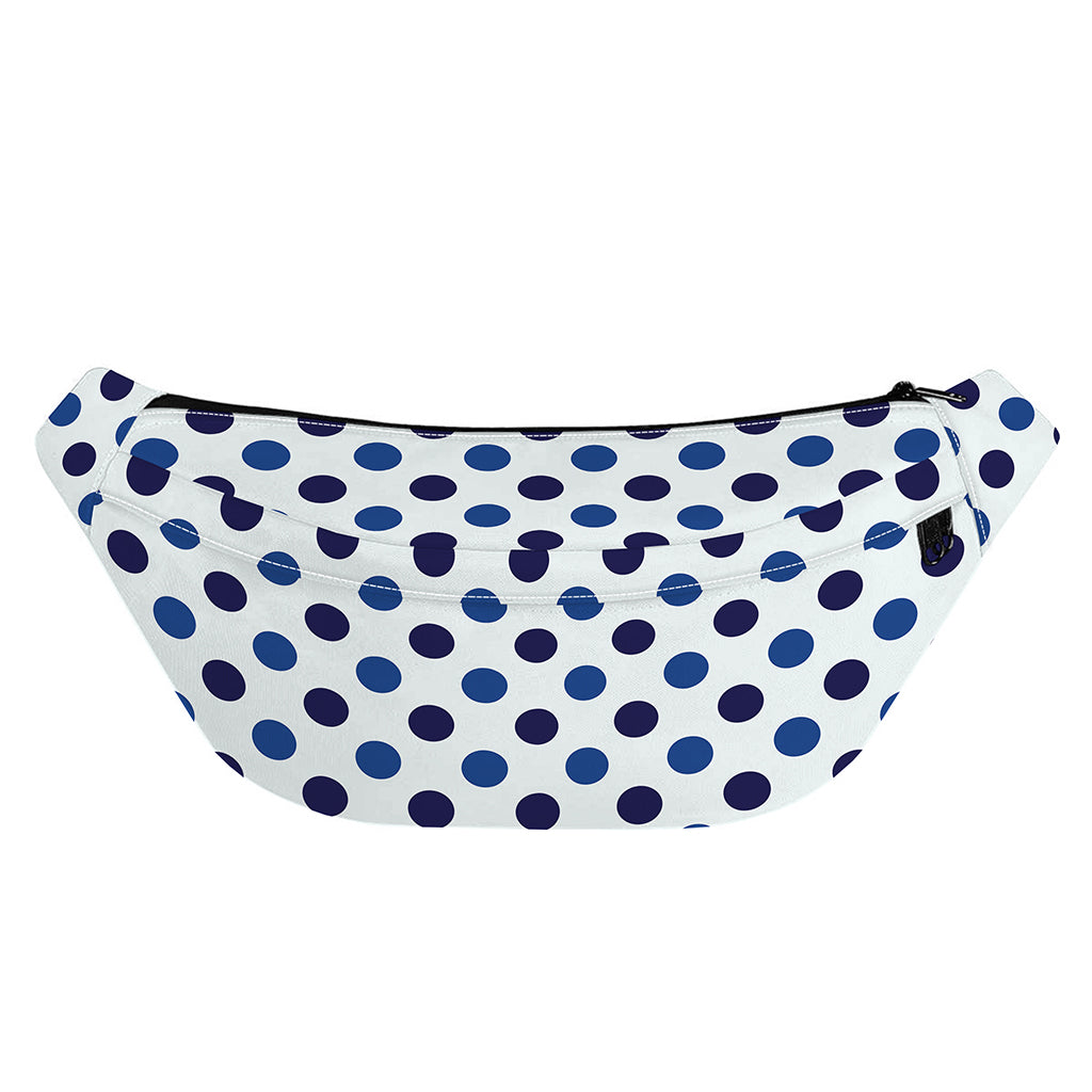 White And Blue Polka Dot Pattern Print Fanny Pack