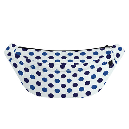 White And Blue Polka Dot Pattern Print Fanny Pack