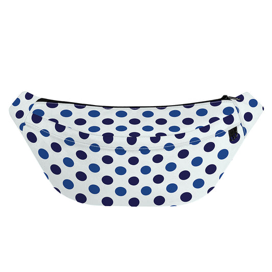 White And Blue Polka Dot Pattern Print Fanny Pack