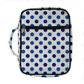 White And Blue Polka Dot Pattern Print Front Pocket Bible Bag
