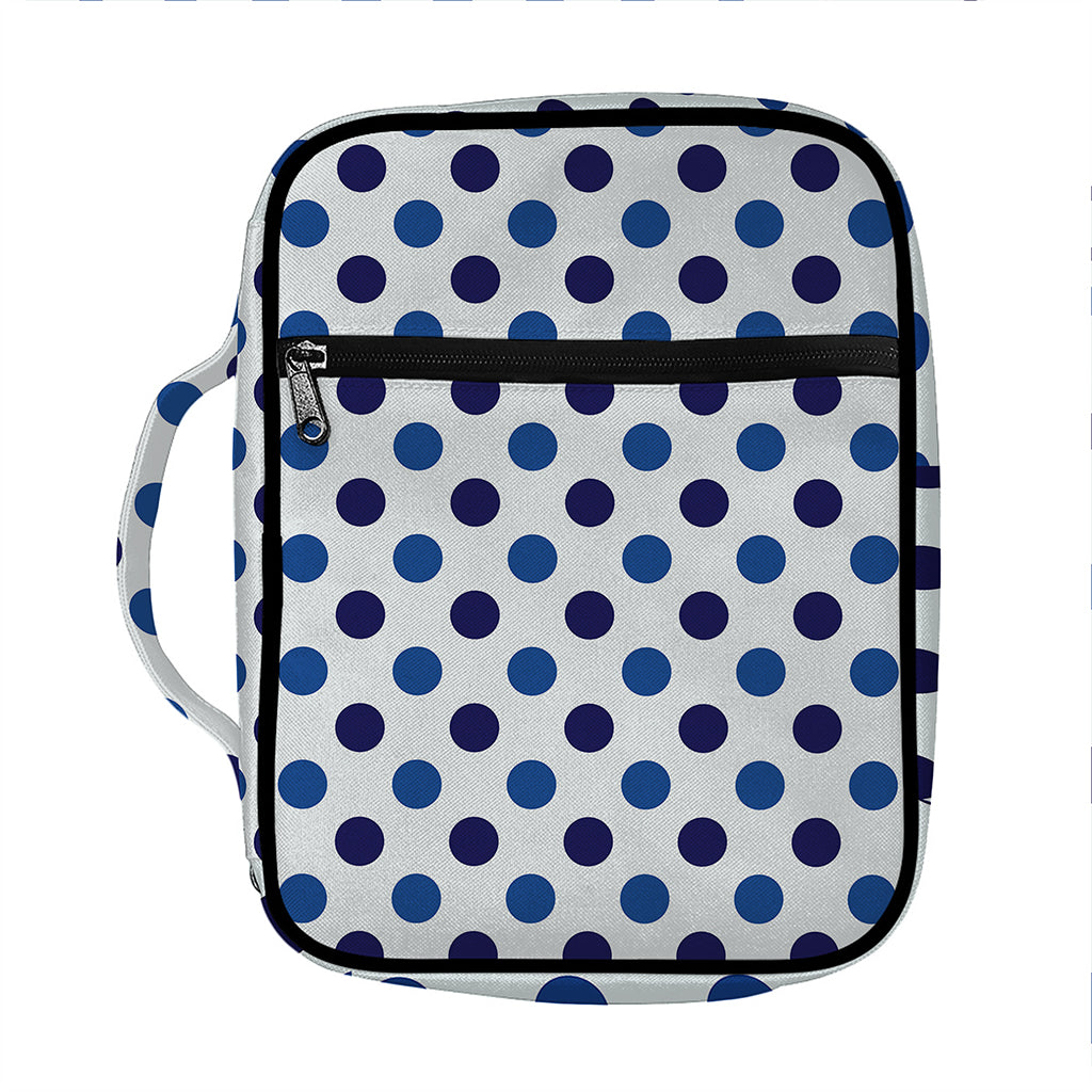 White And Blue Polka Dot Pattern Print Front Pocket Bible Bag