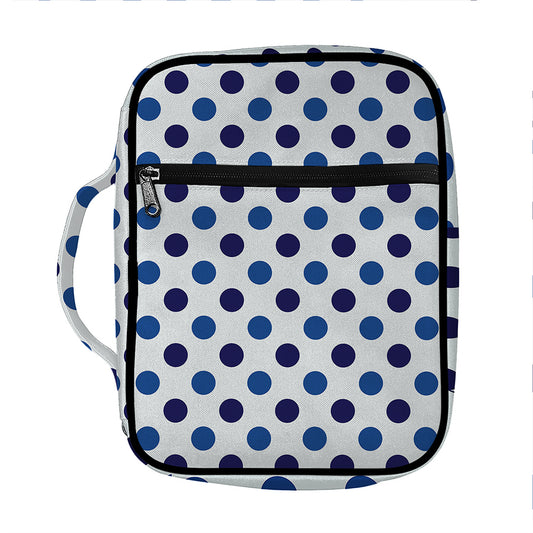 White And Blue Polka Dot Pattern Print Front Pocket Bible Bag