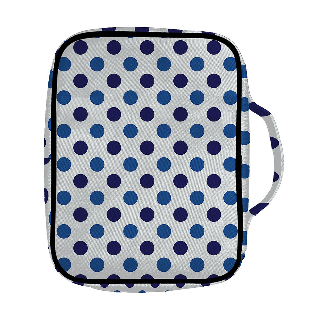 White And Blue Polka Dot Pattern Print Front Pocket Bible Bag