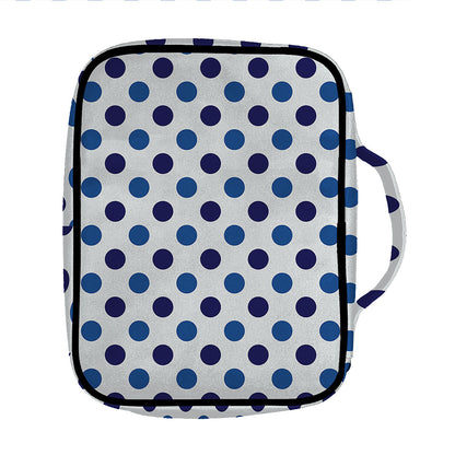 White And Blue Polka Dot Pattern Print Front Pocket Bible Bag
