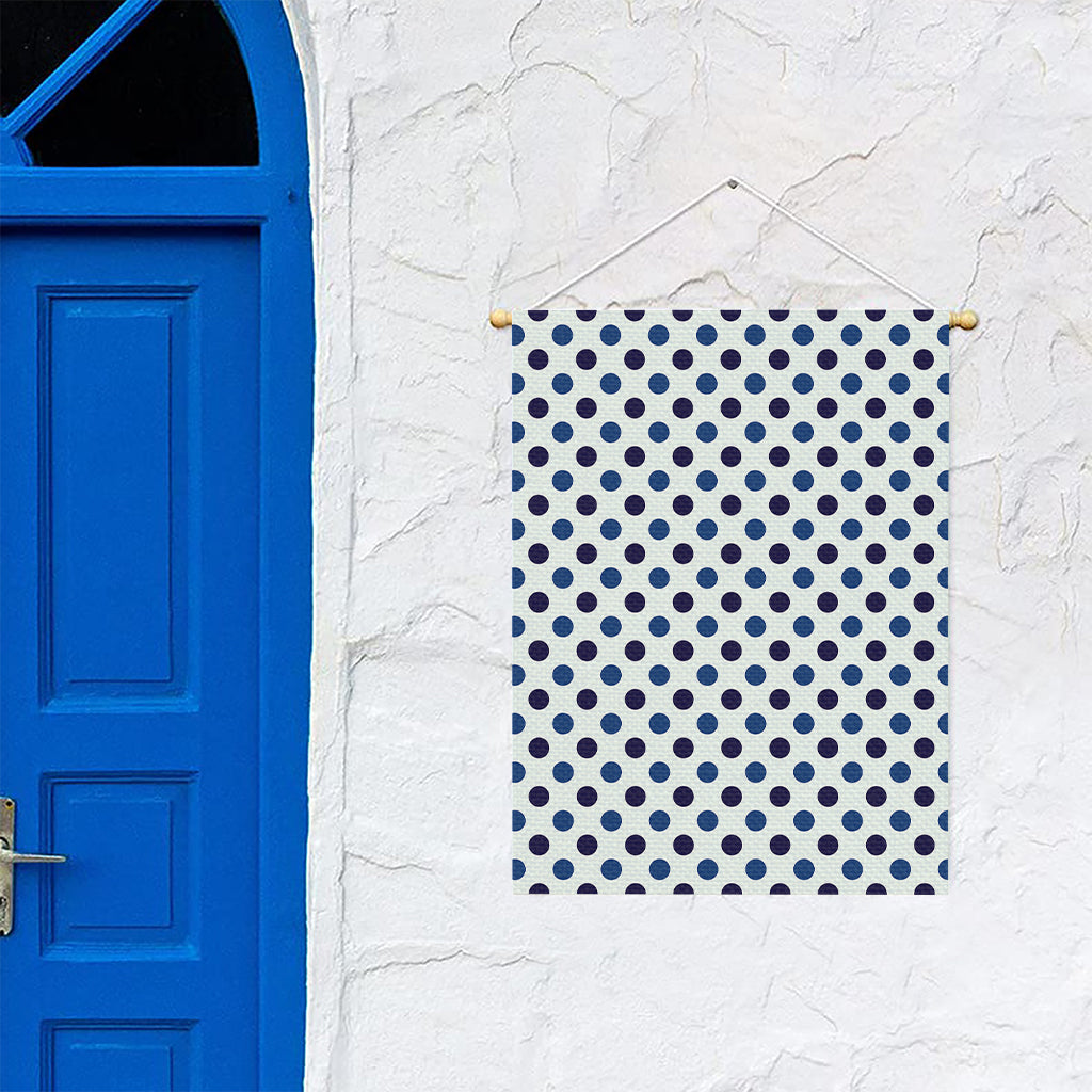 White And Blue Polka Dot Pattern Print Garden Flag