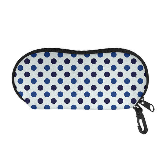 White And Blue Polka Dot Pattern Print Glasses Case