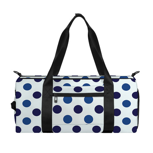 White And Blue Polka Dot Pattern Print Gym Bag