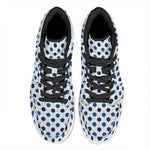 White And Blue Polka Dot Pattern Print High Top Leather Sneakers