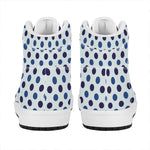White And Blue Polka Dot Pattern Print High Top Leather Sneakers