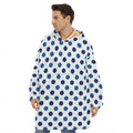 White And Blue Polka Dot Pattern Print Hoodie Blanket