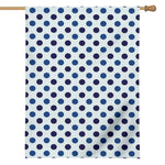 White And Blue Polka Dot Pattern Print House Flag