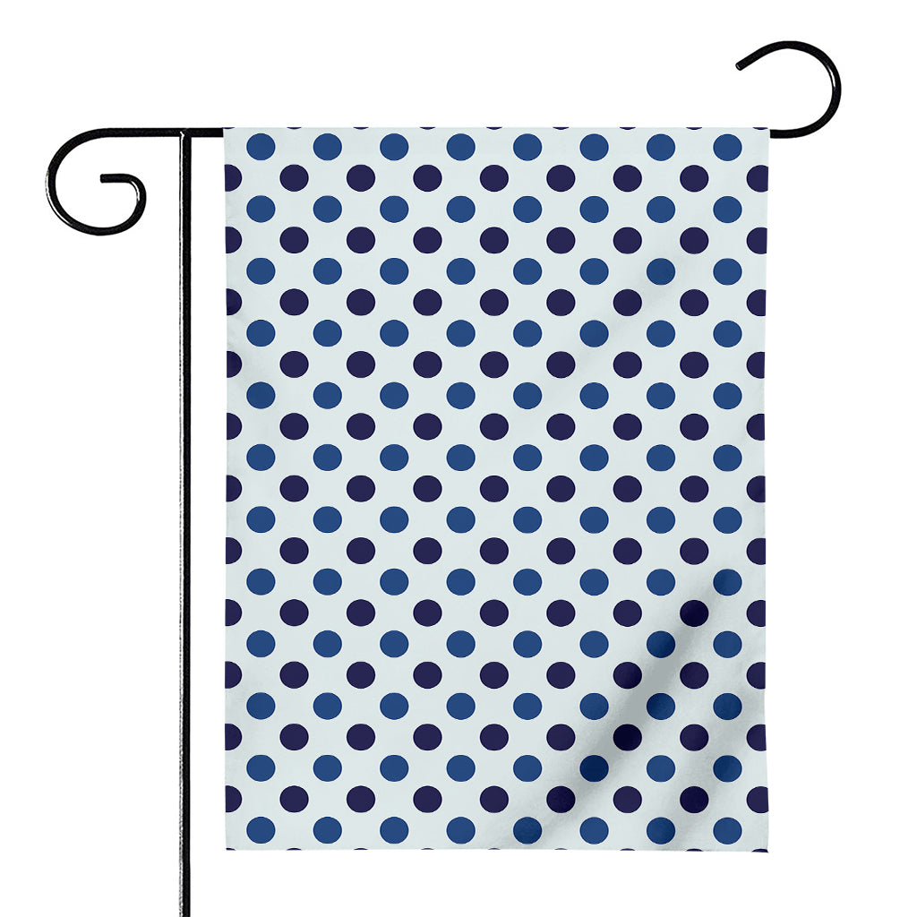 White And Blue Polka Dot Pattern Print House Flag