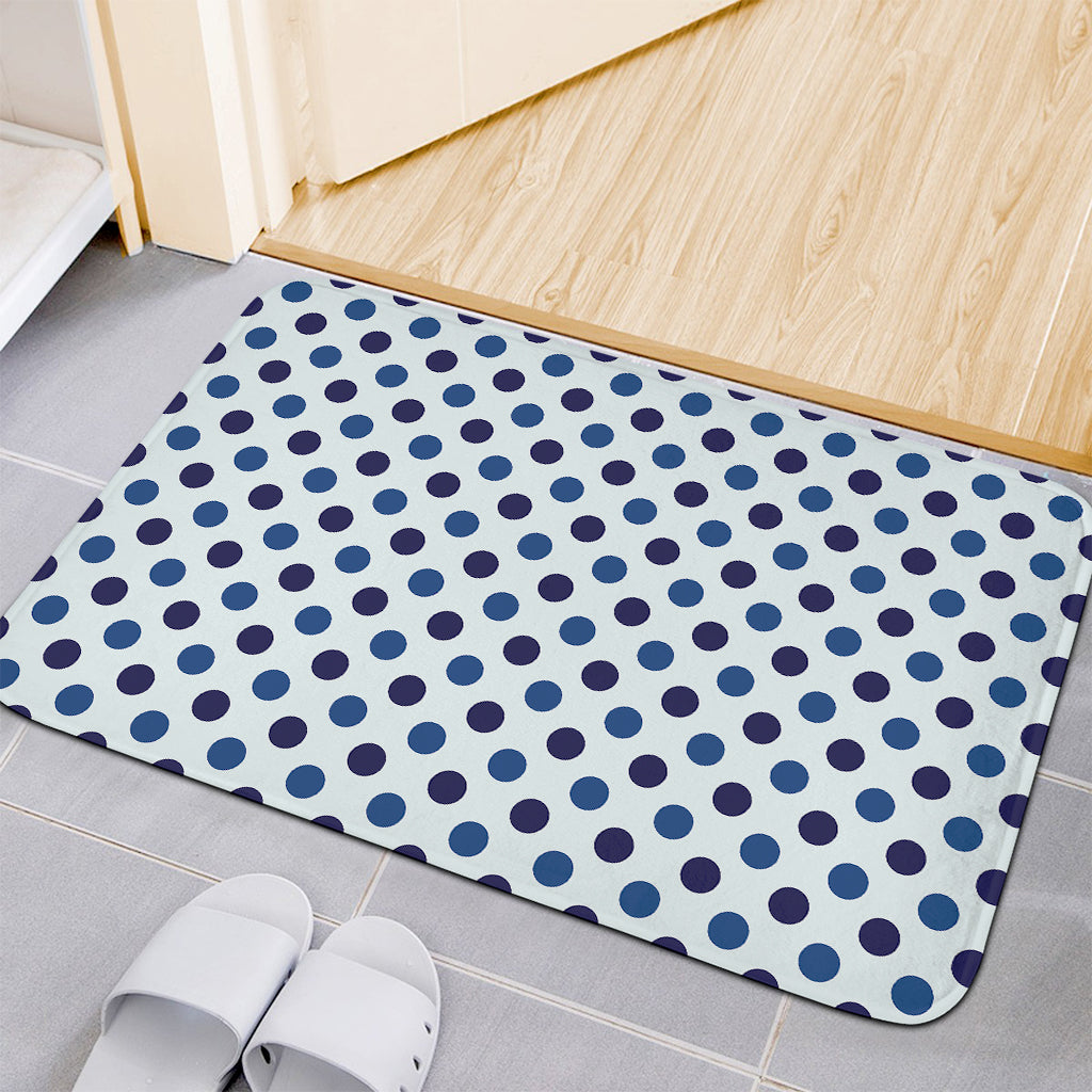 White And Blue Polka Dot Pattern Print Indoor Door Mat