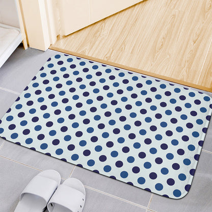 White And Blue Polka Dot Pattern Print Indoor Door Mat