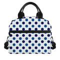 White And Blue Polka Dot Pattern Print Insulated Lunch Bag