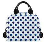White And Blue Polka Dot Pattern Print Insulated Lunch Bag