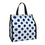 White And Blue Polka Dot Pattern Print Insulated Lunch Tote