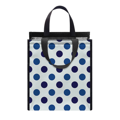 White And Blue Polka Dot Pattern Print Insulated Lunch Tote