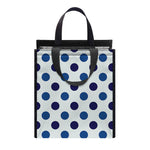 White And Blue Polka Dot Pattern Print Insulated Lunch Tote