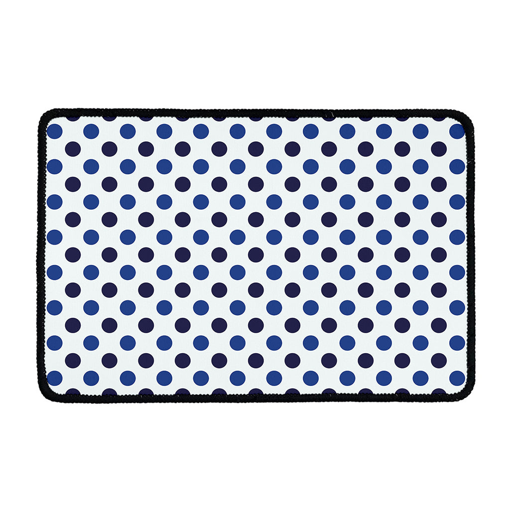 White And Blue Polka Dot Pattern Print Kitchen Mat