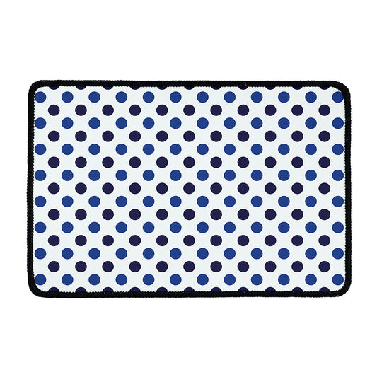 White And Blue Polka Dot Pattern Print Kitchen Mat