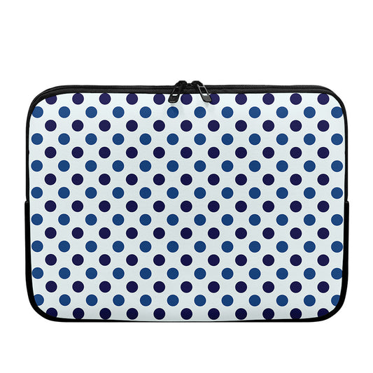 White And Blue Polka Dot Pattern Print Laptop Sleeve