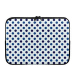 White And Blue Polka Dot Pattern Print Laptop Sleeve