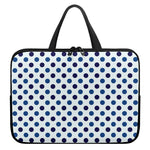 White And Blue Polka Dot Pattern Print Laptop Sleeve With Handle