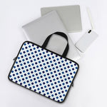 White And Blue Polka Dot Pattern Print Laptop Sleeve With Handle