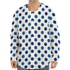 White And Blue Polka Dot Pattern Print Long Sleeve Baseball Jersey