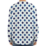 White And Blue Polka Dot Pattern Print Long Sleeve Baseball Jersey