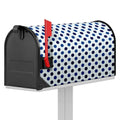 White And Blue Polka Dot Pattern Print Mailbox Cover