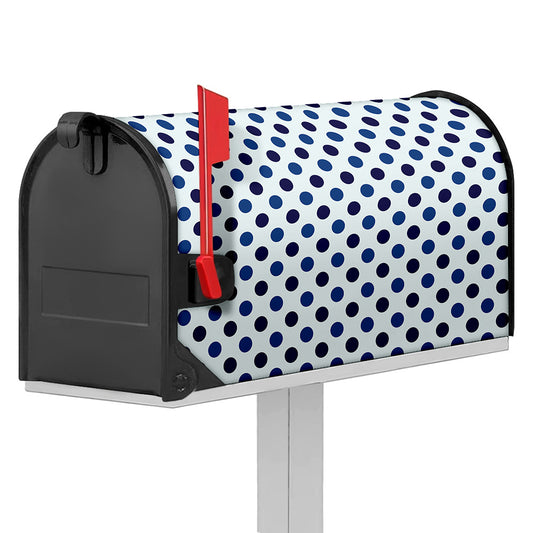 White And Blue Polka Dot Pattern Print Mailbox Cover