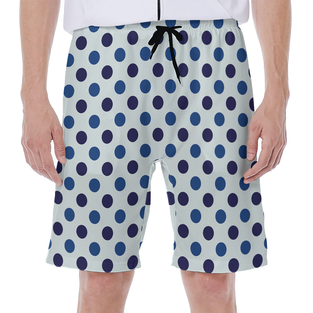White And Blue Polka Dot Pattern Print Men's Beach Shorts