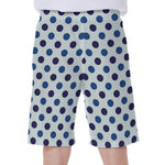 White And Blue Polka Dot Pattern Print Men's Beach Shorts