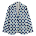 White And Blue Polka Dot Pattern Print Men's Blazer